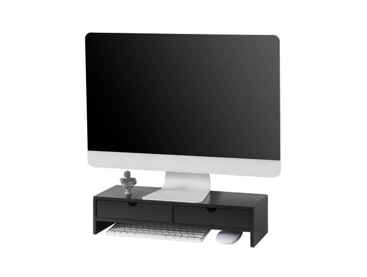 SoBuy Monitorständer Schwarz, Holzwerkstoff, 47x11x18 cm, Büromöbel, Schreibtische
