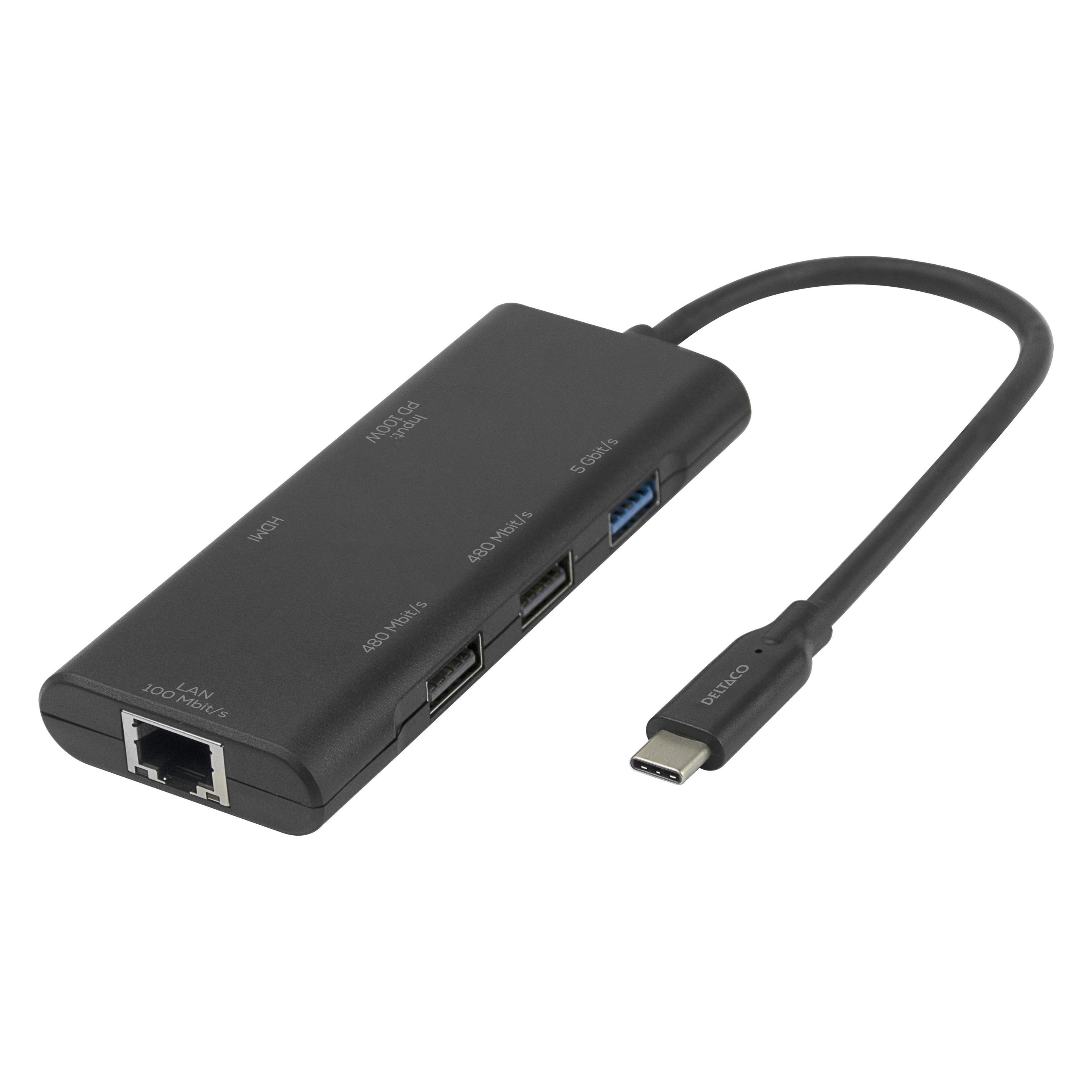 Deltaco USBC-HDMI31 (USB-C, 6 Ports) (USBC-HDMI31)