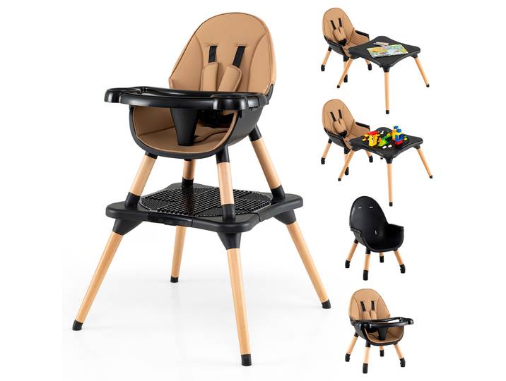 Chaise haute bébé 6 en 1, convertible avec table à blocs de construction, plateau double amovible, chaise haute bébé, chaise bébé
