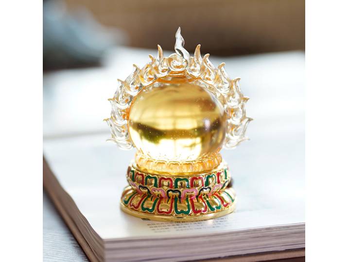 Lampe LED Rechargeable à Lumière Éternelle en Verre, Perles Mani Colorées, Lotus Bouddha, Fournitures Bouddhistes pour Offrandes