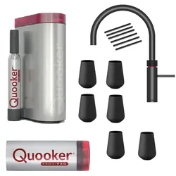 Quooker Flex schwarz Set PRO3 & CUBE schwarz matt CUBE Filter 6x Glas + 6x Strohhalm