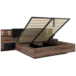 BOXBETT 180/200 Romane Holz und Schwarz