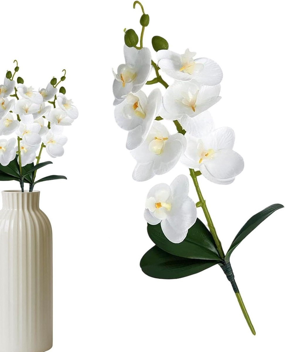 Wit Kunstbloemen Orchidee - Onderhoudsvrije Nepbloemen voor Huisdecoratie - 40 cm