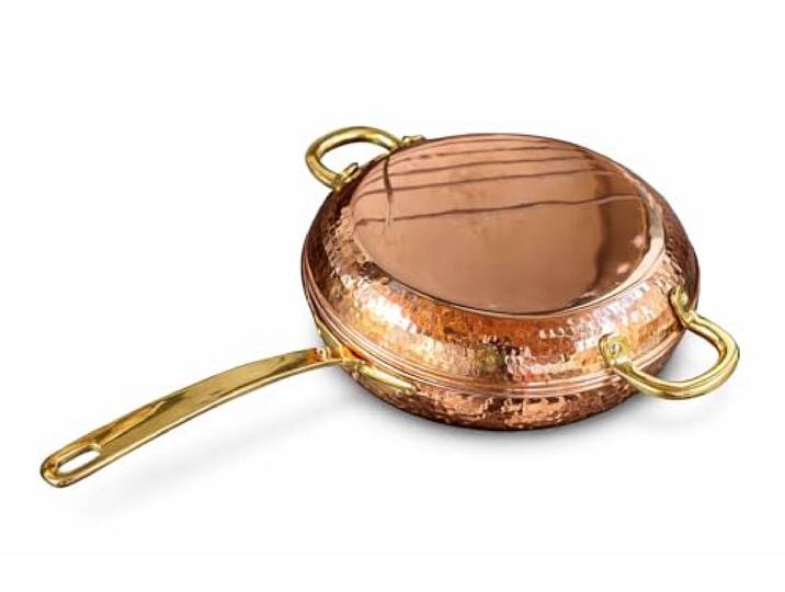 Copper Garden Doppelpfanne aus verzinntem Kupfer I Wendepfanne mit 26 cm Durchmesser I Pfanne mit Messinggriffen Antihaft Pfanne I Bratpfanne für Gasherd, Backofen & offenes Feuer geeignet