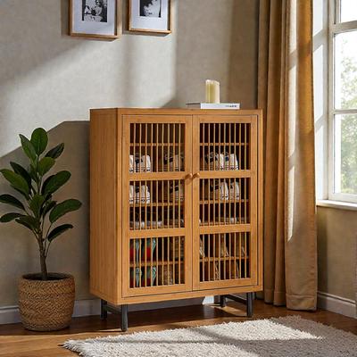Fundinbaths Shoe Cabinet with Shutter Doors, 6 Tier Wooden Shoe Storage Cabinet with Adjustable Shelves for Entryway Hallway