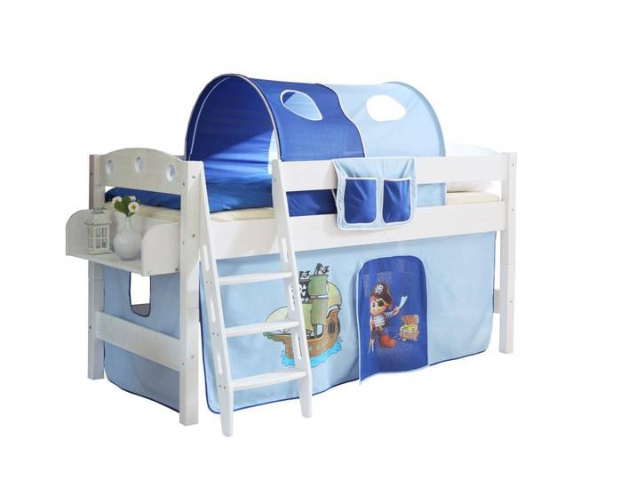 Ticaa Hochbett Hochbett Kenny R Kiefer Weiß Motiv Weiß lackiert (Holzmaserung sichtbar)