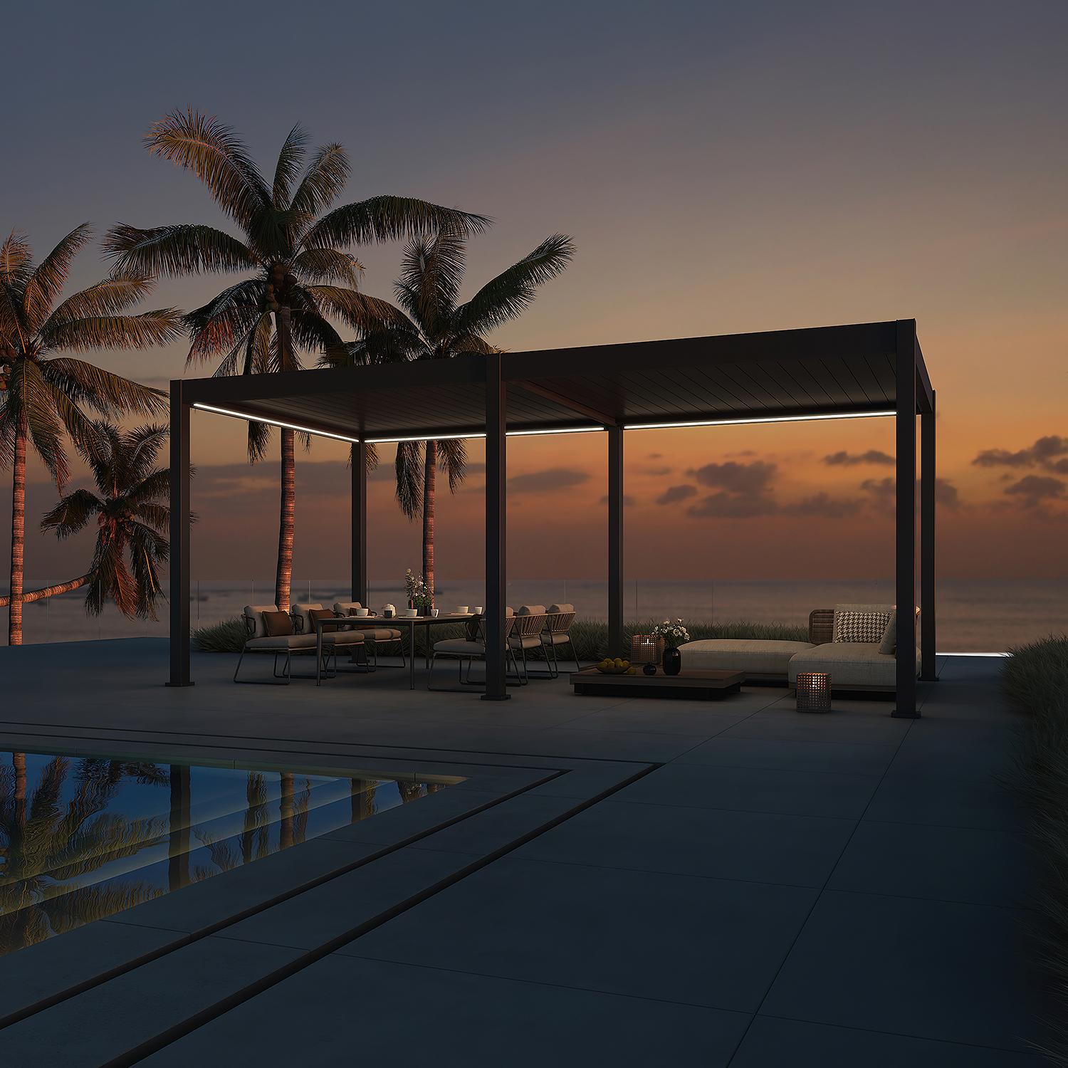 Weide E-Deluxe elektrische Pergola Voll-Aluminium 3x6m mit Lamellendach anthrazit