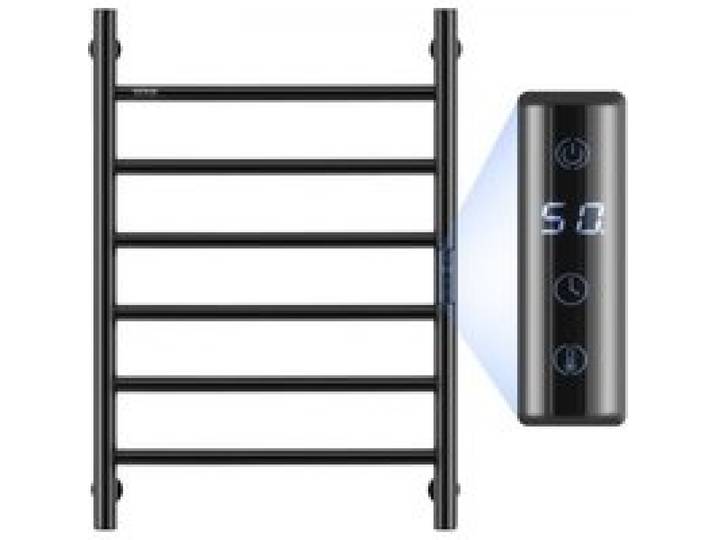 VEVOR Handtuchtrockner Heizkörper Handtuchwärmer, beheizter Handtuchhalter mit 6 Stangen, wasserdichter Handtuchwärmer mit Timer & LED-Anzeige, 5 einstellbare Temperaturstufen, Wandmontage, Schwarz