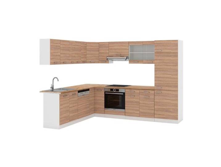 Cuisine en angle R-Line 287 x 227 cm PT Chêne Sonoma/Blanc Vicco 42289