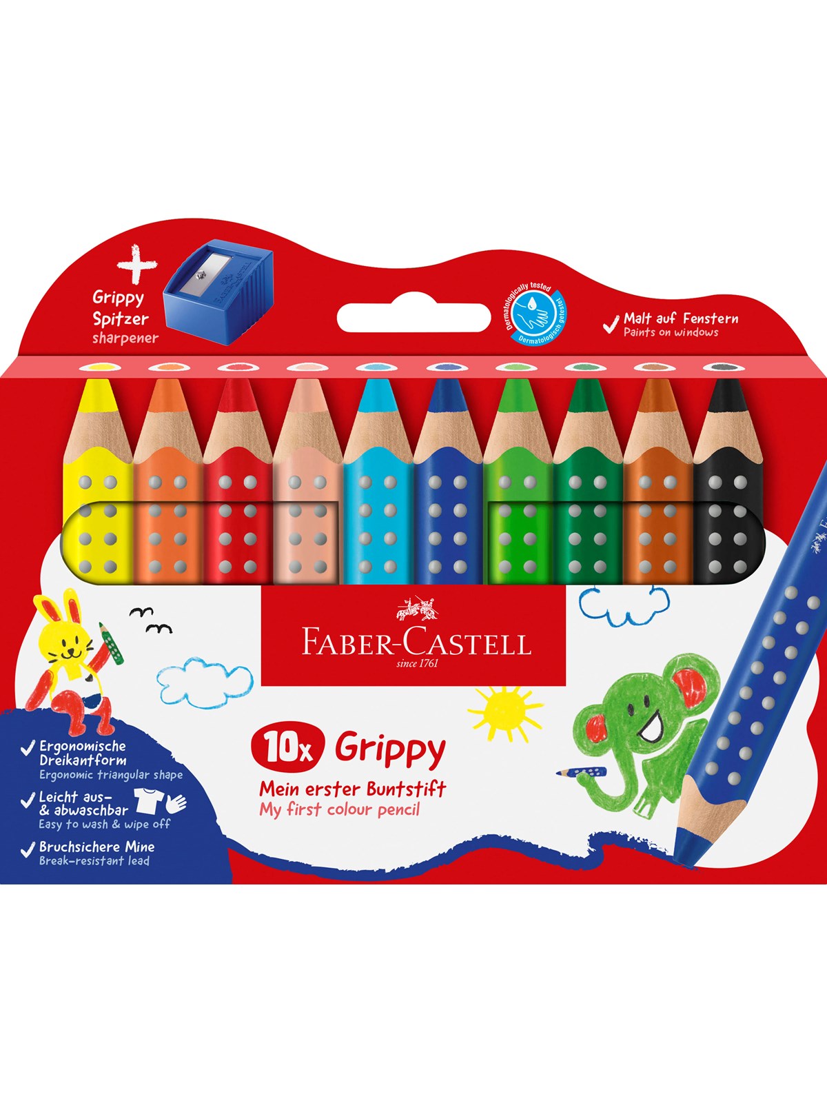 Faber-Castell Buntstift Grippy 10er Set mit Spitzer