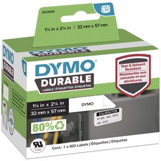 Dymo Etiketten Kunststoff weiß 1 Rolle ß 800 Etiketten, 32x57mm