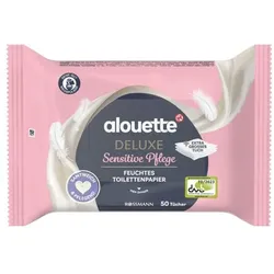 alouette Feuchtes Toilettenpapier Deluxe Sensitive Pflege 1-lagig 50 Tücher weiß