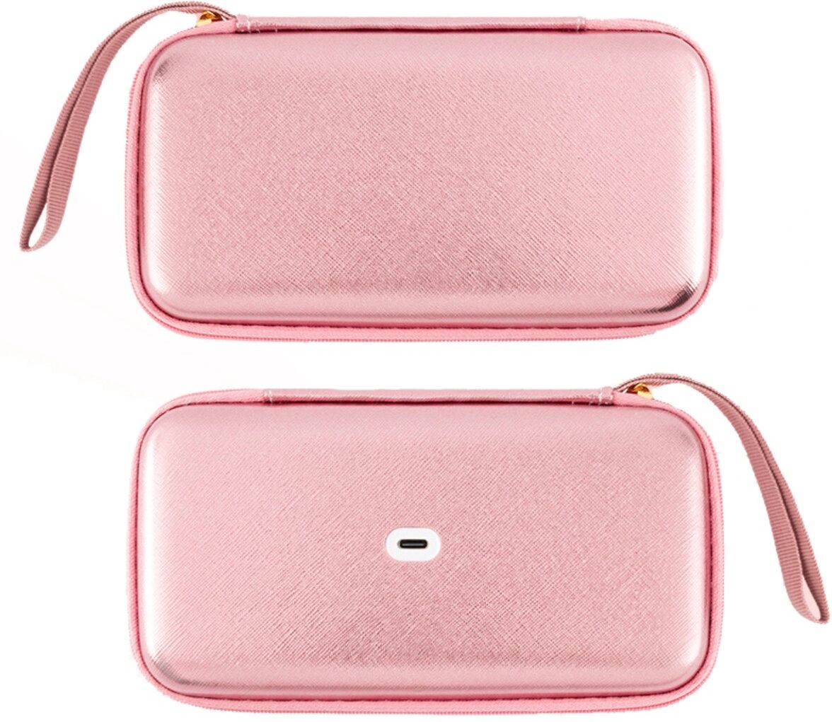 INF LED-Make-up-Spiegel-Tasche – Beleuchtete Reise-Kosmetiktasche mit stufenlos dimmbarer Touch-LED und Reißverschluss Roségold