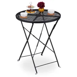 Relaxdays Klappbarer Balkontisch schwarz Schwarz