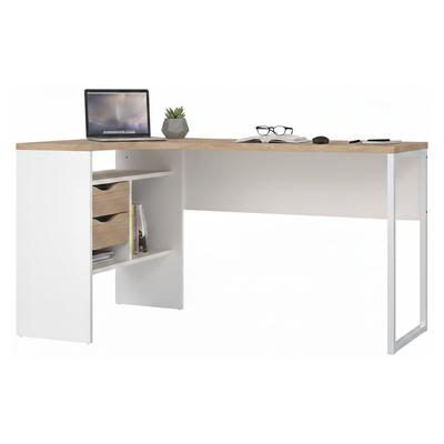 Dmora Moire - Schreibtisch, 145x81x77h cm Weiß, 2 Schubladen