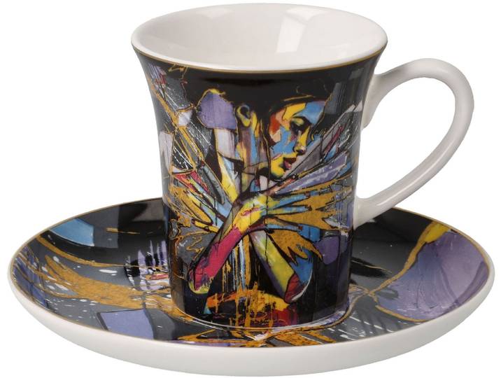 Tasse GOEBEL Espressotasse Lana Frey -Fire in the Belly , bunt, B:12cm H:7cm, Porzellan, Trinkgefässe, Tasse