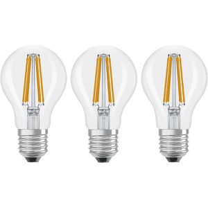 OSRAM LED-Lampe Classic A efficiency Filament, E27, 7,2W (100W), warmweiß, Energieklasse A, 3 Stück