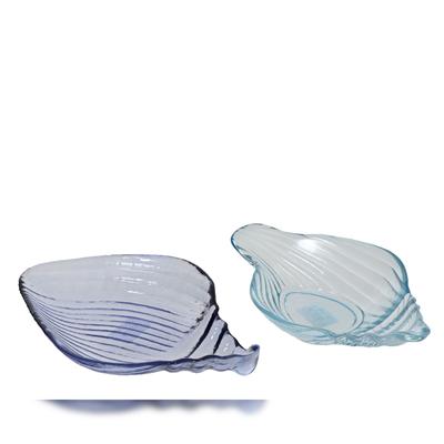 Decoris 1 Schale 20x11x5cm Glas Muschel Form Servierschale Muschelschale Salatschale Müslischale Dekoschale Dessertschale Maritimes Geschirr Blau Transparent