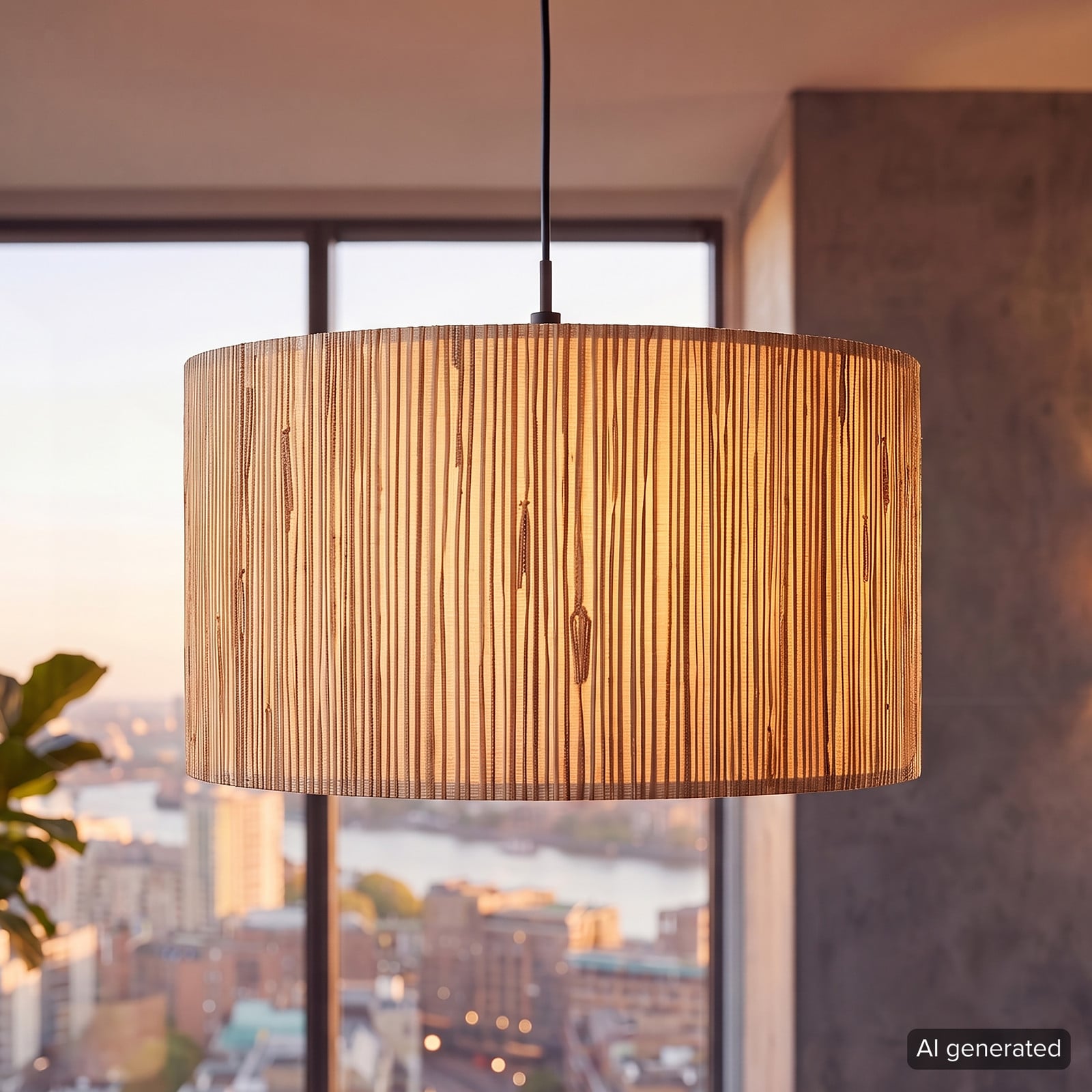 Brilliant Wimea hanglamp naturel, Ø 35 cm, E27, hoogte verstelbaar
