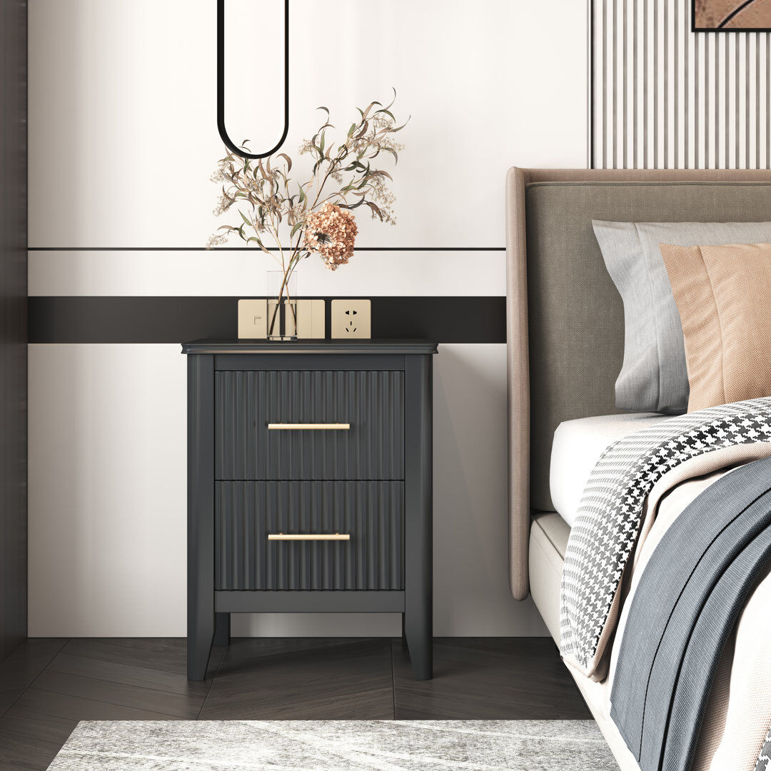 Marlow Home Co. Amilliana 45 cm W Bedside Table Charcoal 60cm H X 45cm W X 36cm D