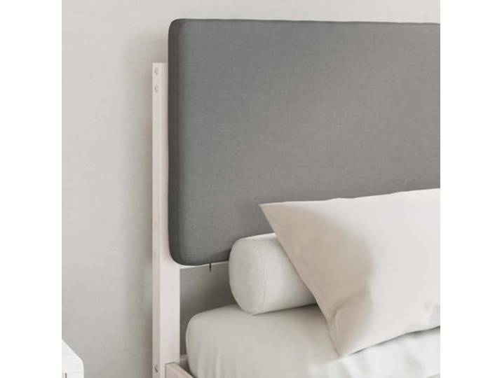 KTHLBRH Bett mit Kopfteil, beschichtet, Hellgrau, 135 x 190 cm Massives Kiefernholz, gepolstertes Kopfteil, kein Boxspringen erforderlich, einfache Reinigung