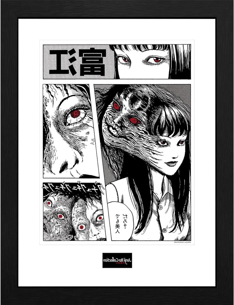 Junji Ito Horror Poster - Ingelijste Muurdecoratie - Zwart - 30 x 40 cm