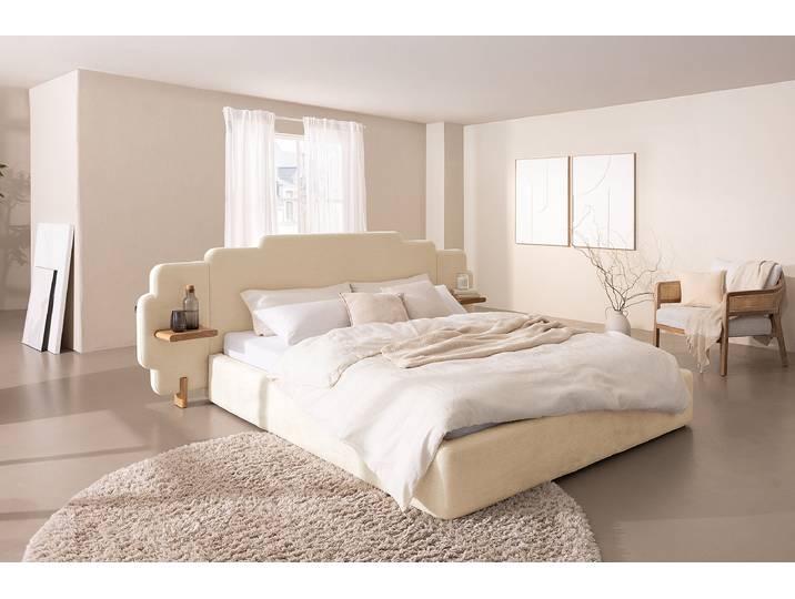 Polsterbett design 140 x 200cm Chenille Roselia Beige/Creme 1 Bettkasten