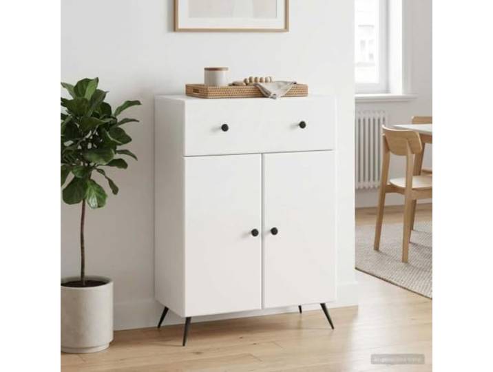 RJPLMFV Anrichte weiß glänzend 66 x 34,5 x 90 cm Holzwerkstoff, verstellbare Regale, Aufbewahrung von Geschirr, Möbel für Wohnzimmer oder Esszimmer