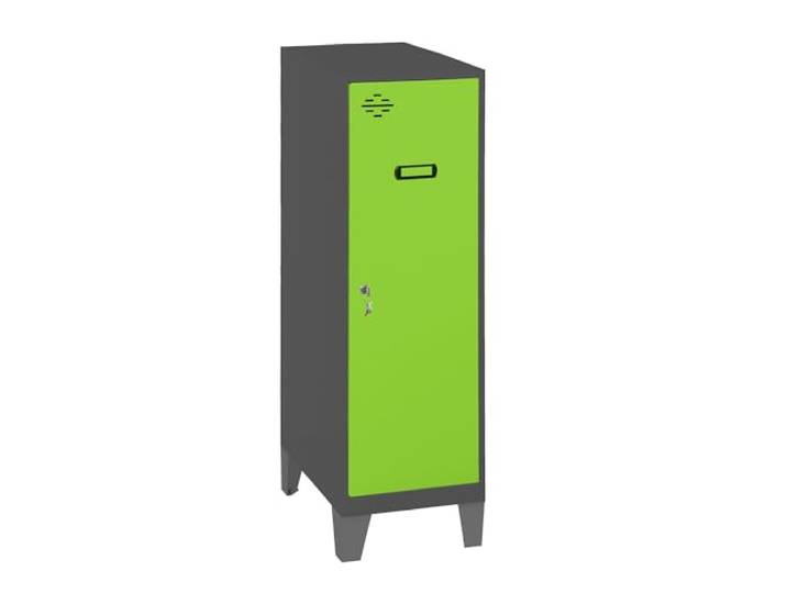 Simon Rack Simonlocker Kleiner Spind 1015 x 300 x 500 mm Inklusive Füße, Korrosionsschutzfarbe, Lüftungsschlitz und Etikettierer, Anthrazit/Grün