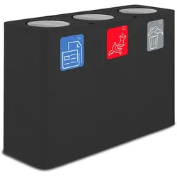 Stil Casa PURE Abfallsammelsystem, lackierter Stahl, 115x38xh. 80 cm, Abdeckung mit kippschwenkbarem Deckel, 300 Liter, schwarz.