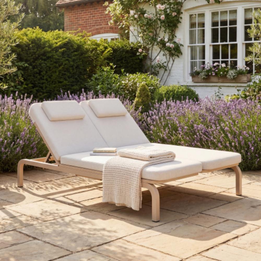 Gartenmöbel, Gartenliege,Sonnenliege,Outdoor-Liegebett, verstellbare Rückenlehne (5-stufig),Mit Ausziehtisch,Mit Kopfstütze