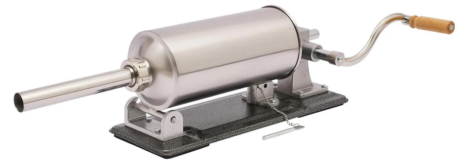 StarTech Worstvuller - Handmatige horizontale worstvullmachine - 4 liter inhoud - RVS - 8 vulmonden - Lichtgrijs