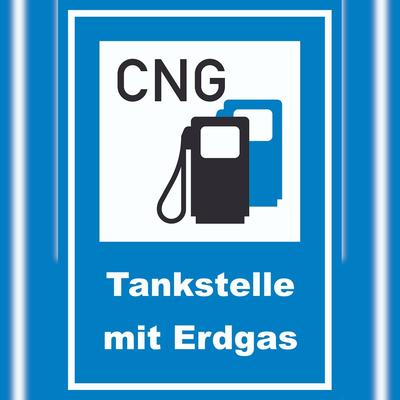 HB-Druck Tankstelle mit Erdgas Schild A6 (105x148mm)