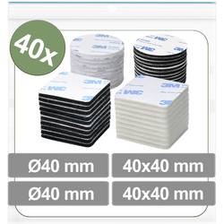 Quadrios 25CA688 Klettpunkte zum Aufkleben Haft- und Flauschteil (Ø x L) 40 mm x 40 mm Schwarz, Weiß 40 St.