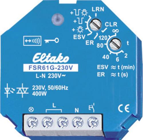 Eltako FSR61G-230V Funk Schalter 1-Kanal Unterputz Schaltleistung (max.) 400W Reichweite max. (im Freifeld) 30m