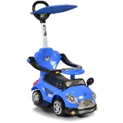 Moni 3 in 1 Rutschauto Paradies K401-3 Musik Schiebestange Sonnendach Fußstützen blau