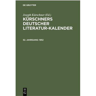 1952, Gebundene Ausgabe von , De Gruyter, 978-3-11-230068-8