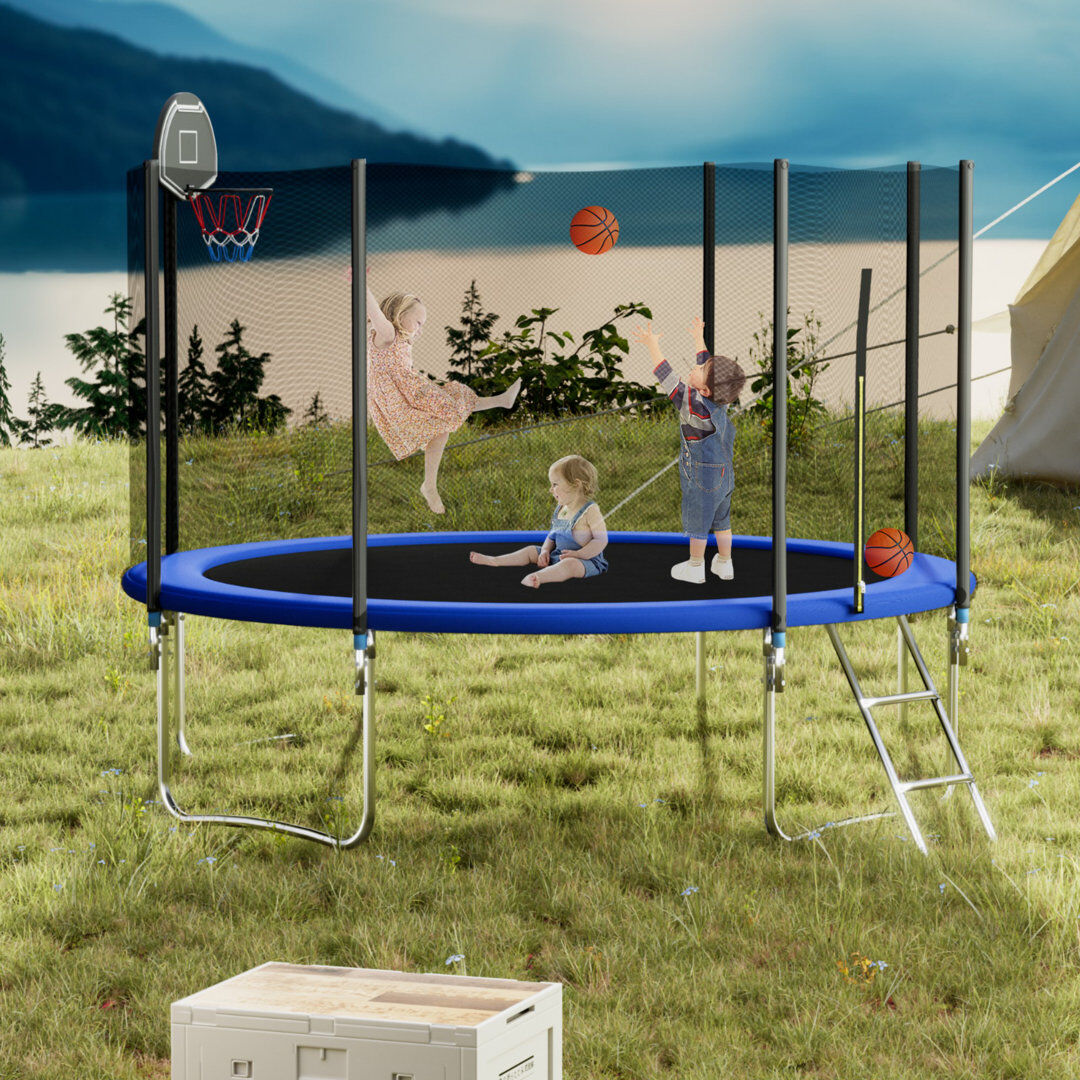 SENCHO GINSYTALIOR Round Backyard Trampoline with Safety Enclosure