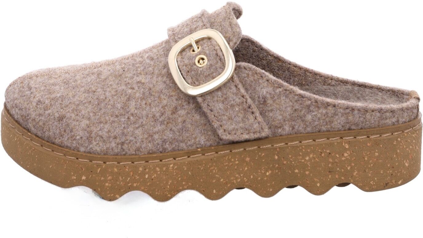 Pantoffel ROHDE "Foggia-D", Damen, Gr. 43, natur, Filz, meliert, Schuhe Pantoffel, Hausschuh, Schlappen, Filz Clog mit Plateausohle natur 43