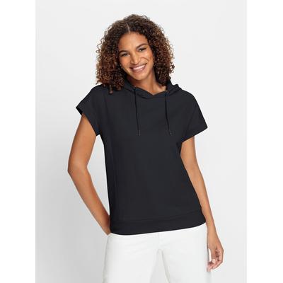 Kapuzenshirt CASUAL LOOKS "Kapuzen-Shirt", Damen, Gr. 42, schwarz, 50% Baumwolle, 50% Polyester, unifarben, Shirts Kapuzenshirt