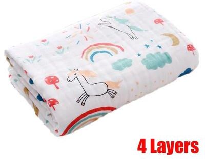Uplift Picks Soft Cotton Baby Bath Towel 6 Layer Gauze Newborn Swaddle Blanket unicorn