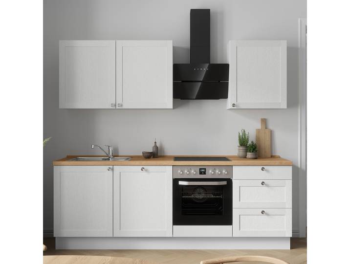 Küchenzeile High-Line Frame Variante C 240cm Ausrichtung rechts Weiß/Weiß AEG