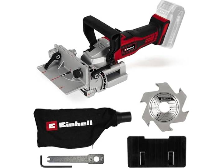 Einhell Fraiseuse à lamelles sans fil TE-BJ 18 Li-Solo PXC 18 V profondeur 20 mm\, 6 positions angle/hauteur réglables en continu fraise Ø 100 mm sans batterie