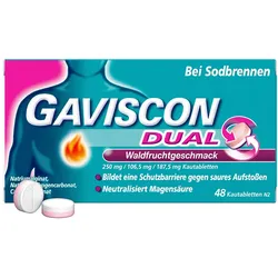 GAVISCON DUAL Waldfrucht 250mg/106,5mg/187,5mg KTA 48 St