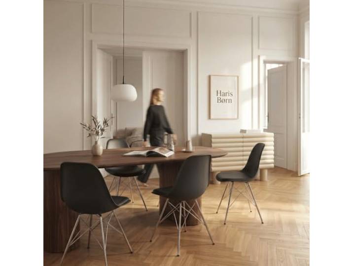 Haris Børn® Esszimmerstühle (4er Set) Schwarz, Gestell Chrom - Schalenstuhl aus Kunststoff - Stühle Esszimmer, Esstisch Stühle & Küchenstühle - Esszimmerstuhl 30 Tage risikofrei testen