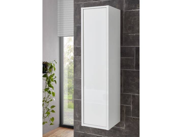 Stauraumschrank HOME AFFAIRE Studio Line, Badschrank in Hochglanz Weiss, im modernen Design , weiss (weiß), B:30cm H:119cm T:30cm, Schränke, Stauraumschrank, ausreichend Stauraum
