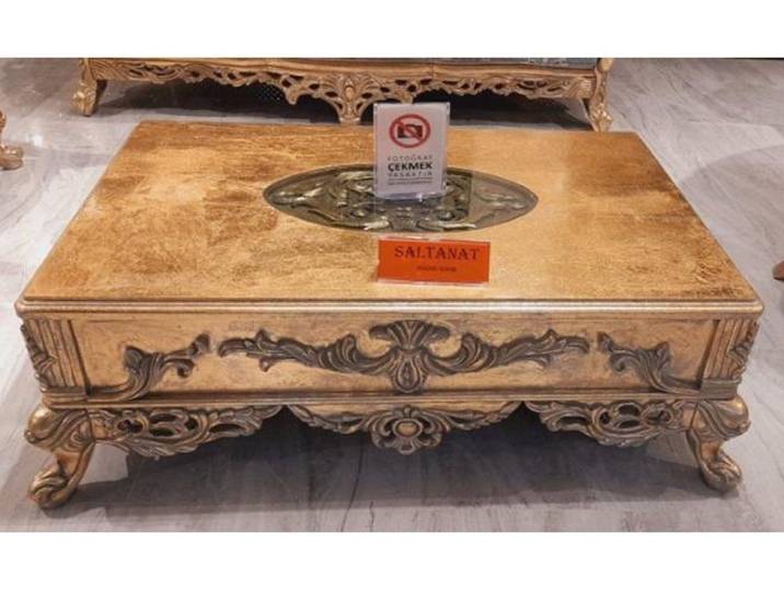 Xlmoebel Couchtisch Luxus Beistelltisch aus Holz in Gold, rechteckiges Design (1-St), Hergestellt in Europa