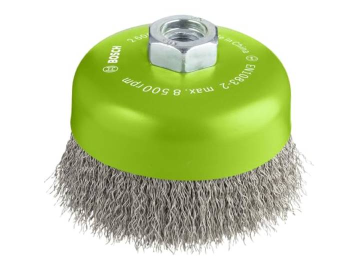 Bosch 1x Brosse Boiss. Ondulés PRO Inox clean M14 pour Métaux non ferreux\, Acier\, Ø 100 mm Professional Accessoire Grande meuleuse angulaire