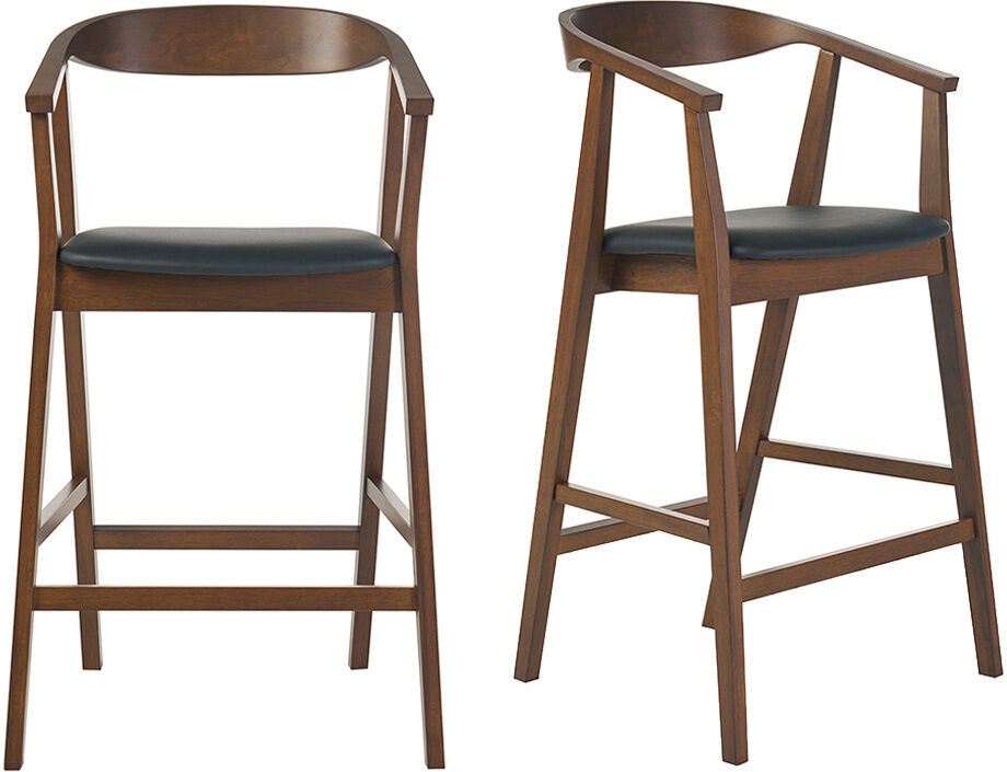Miliboo Schwarze skandinavische Barhocker aus dunklem Holz H66,5 cm (Set aus 2) BAHIA