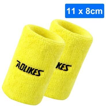 Uplifted Finds AOLIKES Premium Cotton Moisture Wicking Sports Wrist Sweatbands (1 Pair) 11cm Yellow
